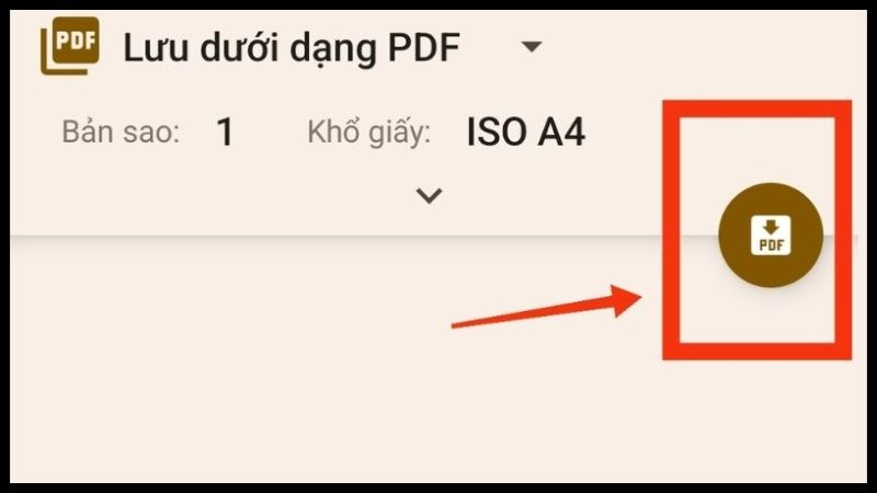 Bấm biểu tượng lưu dưới dạng PDF nằm phía bên phải