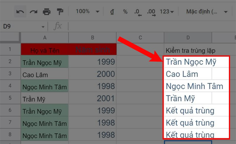 Kết quả.