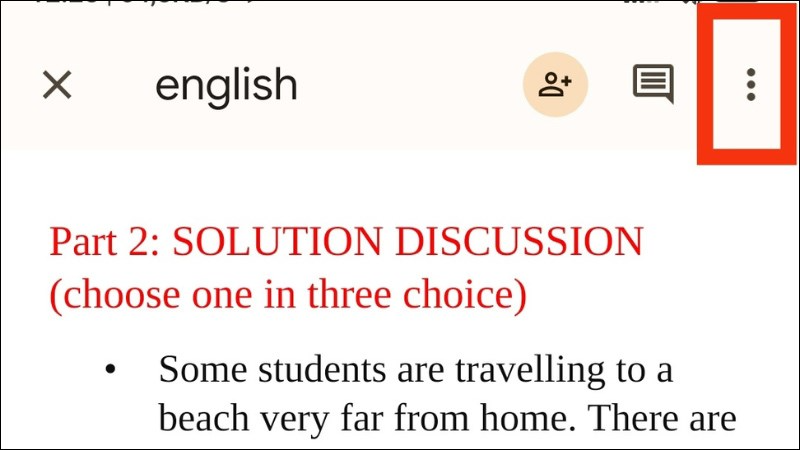Nhấn vào biểu tượng dấu ba chấm ở góc phải màn hình
