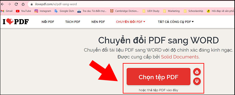 Vào trang web của I Love PDF