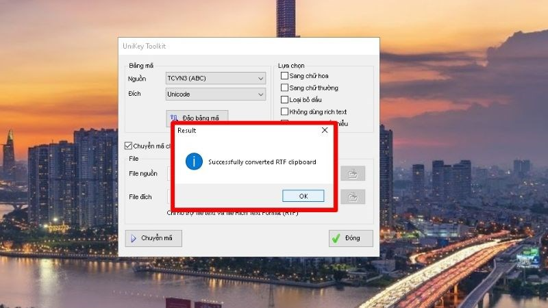 Xuất hiện hộp thoại Successfully Convert RTF clipboard. Nhấn OK